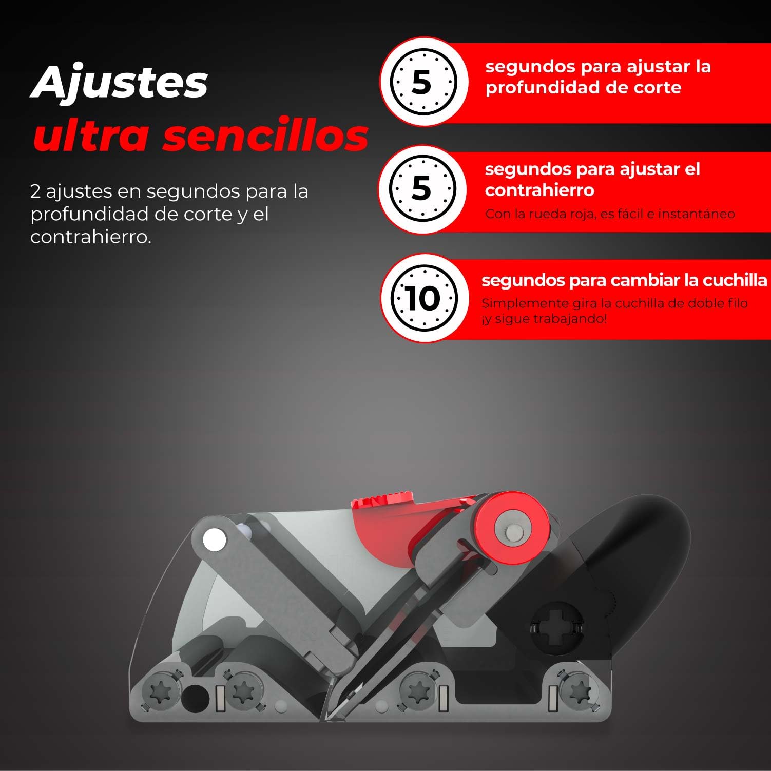 RALI 105 EVOLUTION N: Cepillo de palma sin afilado con 4 cuchillas reversibles | Cepillo manual para carpinteros | Ajustes fáciles de la profundidad de corte y del contrahierro | Siempre operativo