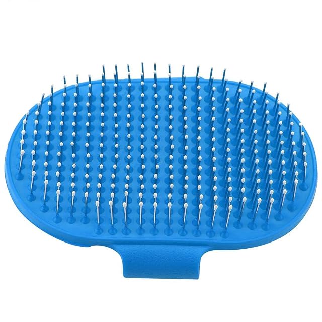 Foto 6 de 8 de Fdit Cepillo de Mano para Perros Gatos de Masaje Bañarse Limpieza de Pelo Relajante Peine Púas Suave (Azul)