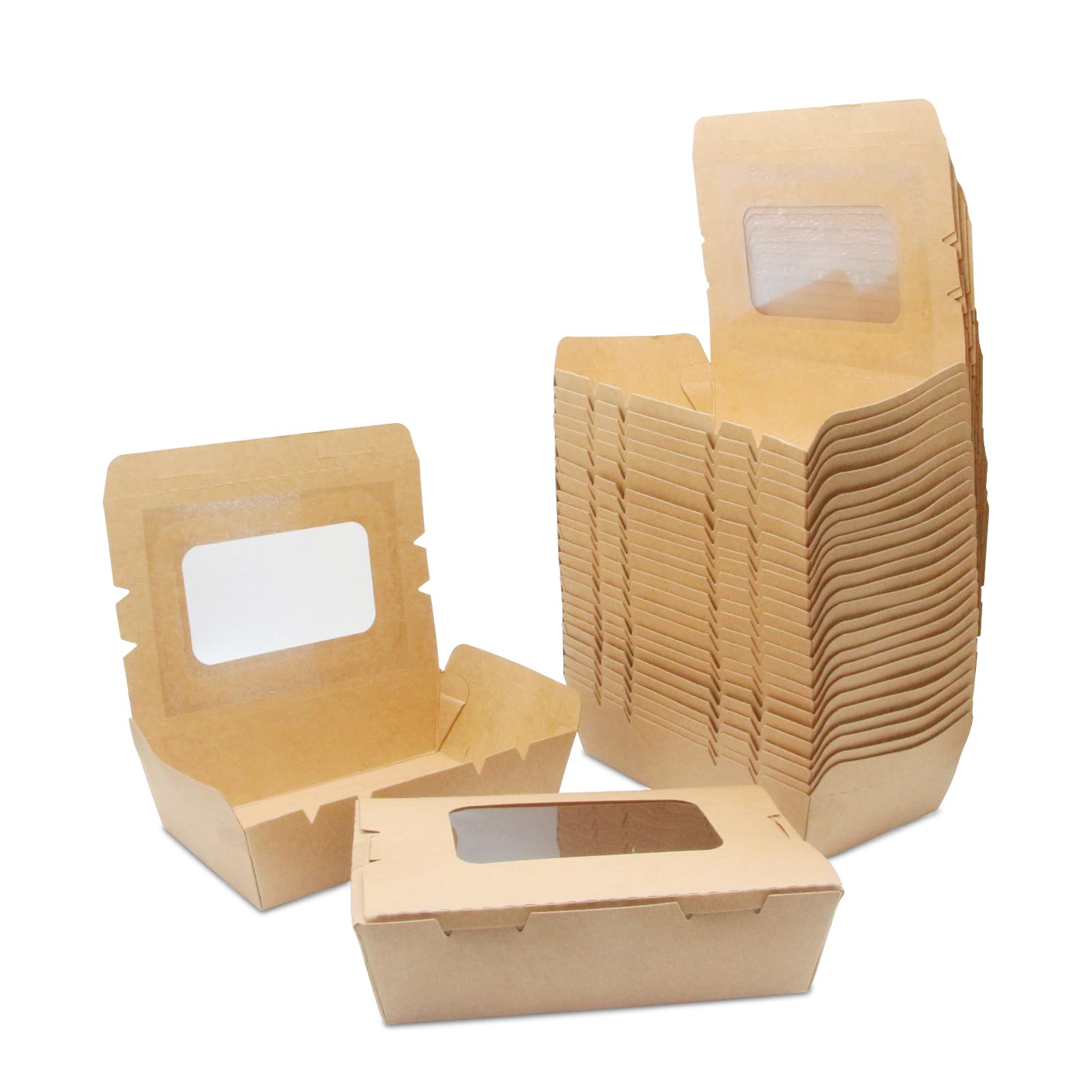 La Llareta Salad Boxes Takeaway, 20 PCS 700ml Takeaway Box, Cardboard Food Boxes, with Window, Oil and Water Proof, for Sandwich, Cheesecake, Burger