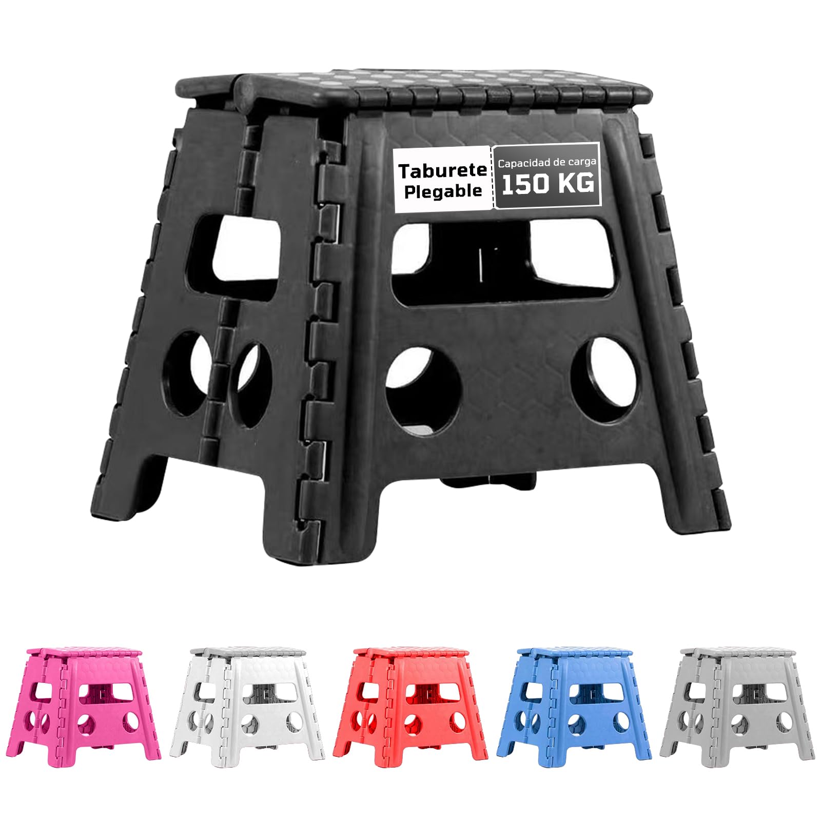 EASY SPEED Taburete Plegable,(29x22x32cm) Antideslizante Banco Plegable Portatil,Capacidad de Carga 150kg Banqueta Plegable, Hecho de Material Plástico PVC, Cocina, El Baño o El Dormitorio,Nergo