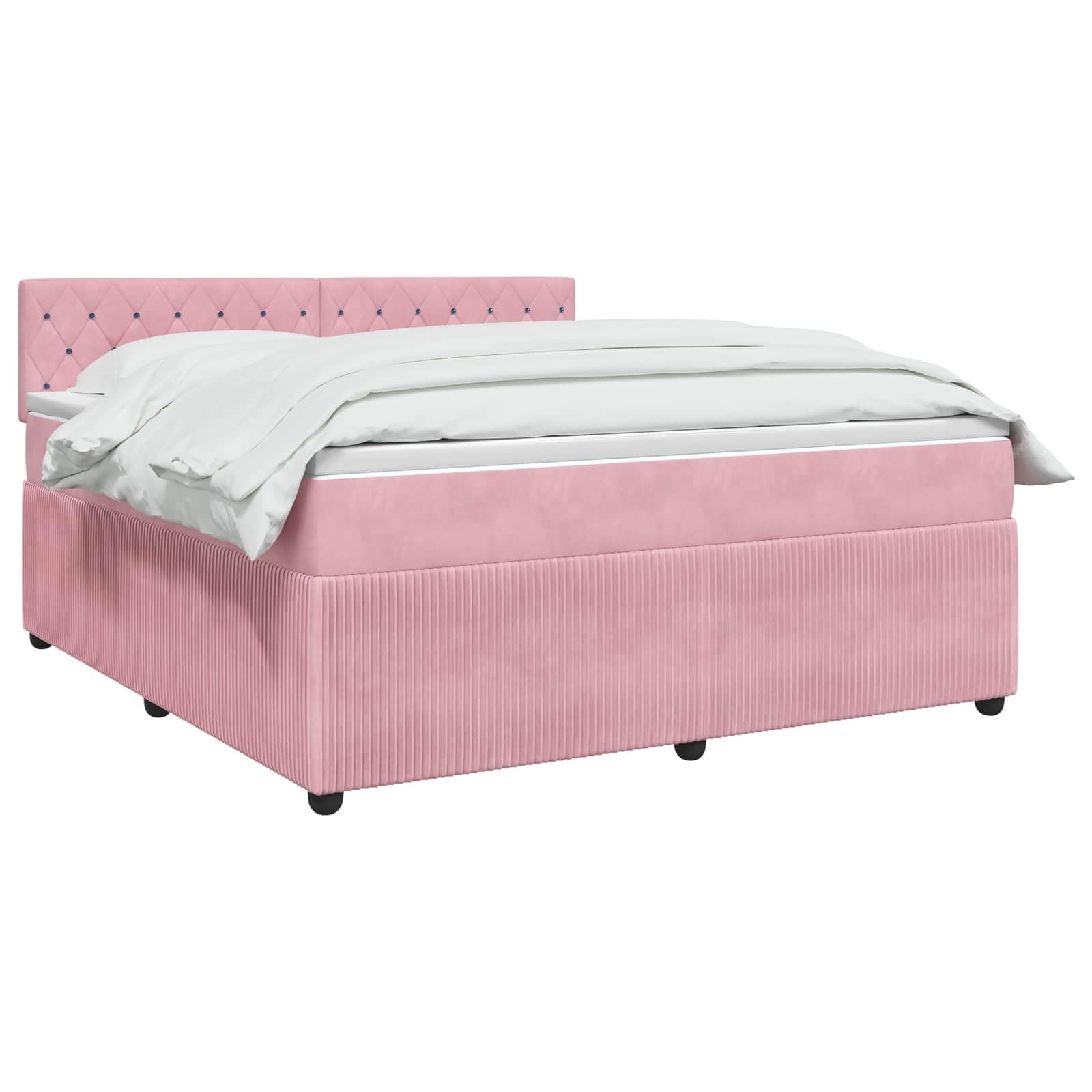 vidaXL Letto box spring con materasso Rosa 160 x 200 cm Velluto