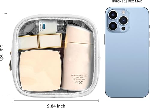 Miniatura 6 de KOTORA Bolsa de maquillaje transparente, bolsa de cosméticos, pequeña bolsa pequeña, bolsa de aseo aprobada por la TSA, bolsas de aseo con