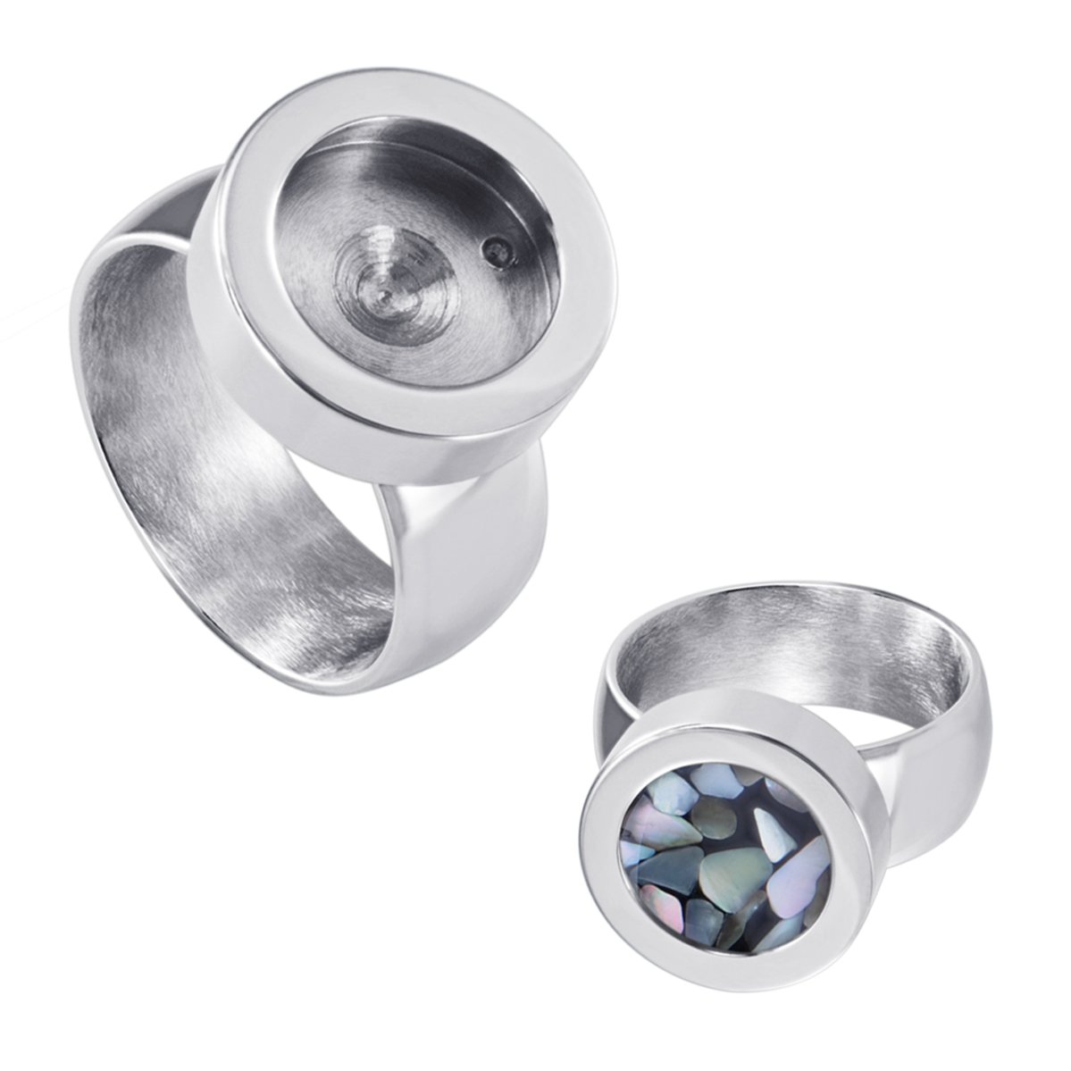 QuigesQuiges Women's Ring Silver Plated Stainless Steel for Interchangeable Mini Coins 12mm