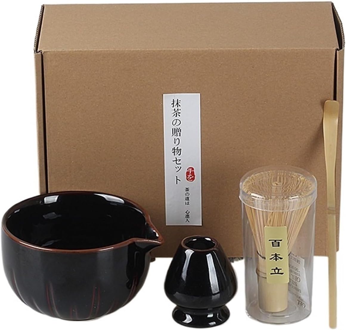 1/4pcs Tea Dish Matcha Utensils Set and Matcha forMatcha Bowl Tray Bamboo Tea Ceremony Accessories(4pcs-BN)