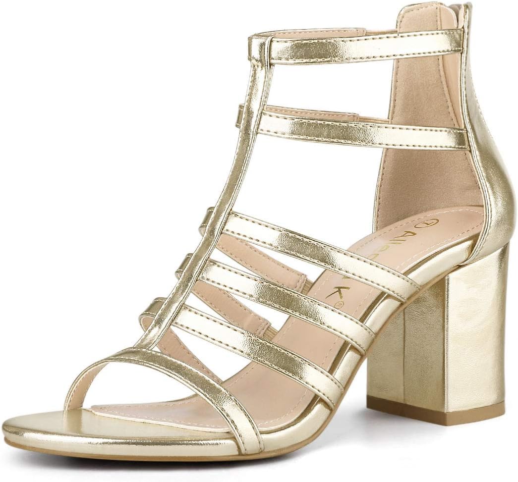 Women's Cage Strappy Gladiators Chunky Heels Sandals