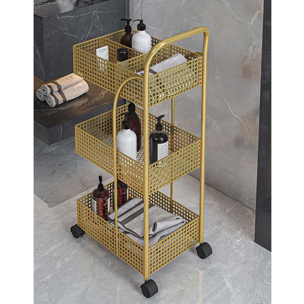 Scaffale da cucina a 3 ripiani con ruote, multiuso, per bagno, cucina e ufficio