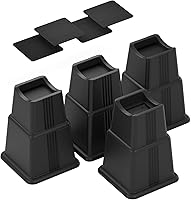 Vista 10 de Paquete de 4 elevadores ajustables para muebles de cama que elevan 3 pulgadas de altura, bloques rectangulares resistentes para sofá, silla, patas