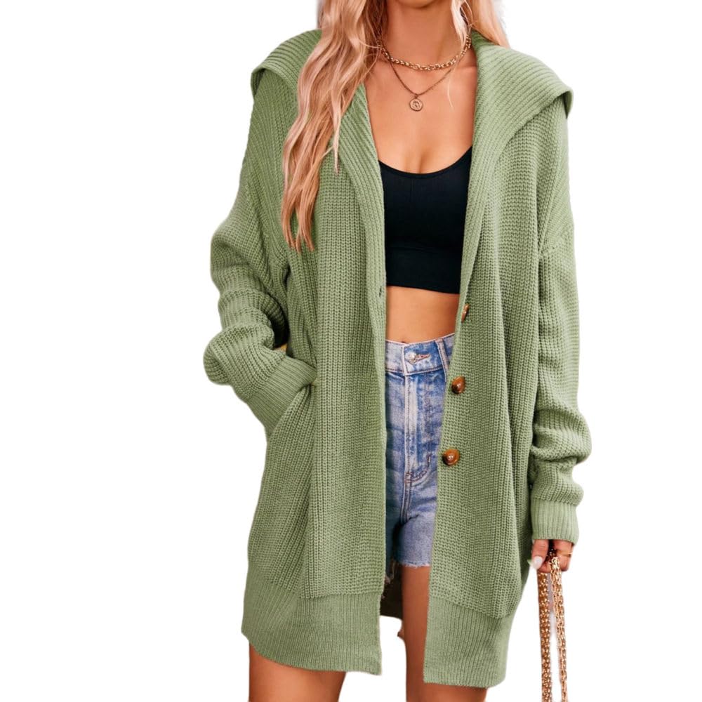 Chaqueta De Punto Mujer,Suéter Largo De Punto Grueso Para Mujer, Cárdigan De Punto, Abrigo De Punto, Solapa Sólida, Manga Larga, Parte Delantera Abierta, Cárdigan Con Tapeta De Botones, Prendas
