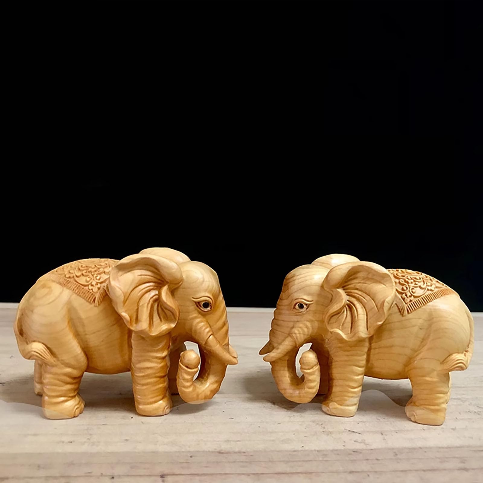 Amazon.co.jp: 象の彫刻2個セットトゥジャ材製,木製彫刻 木彫りミニ型
