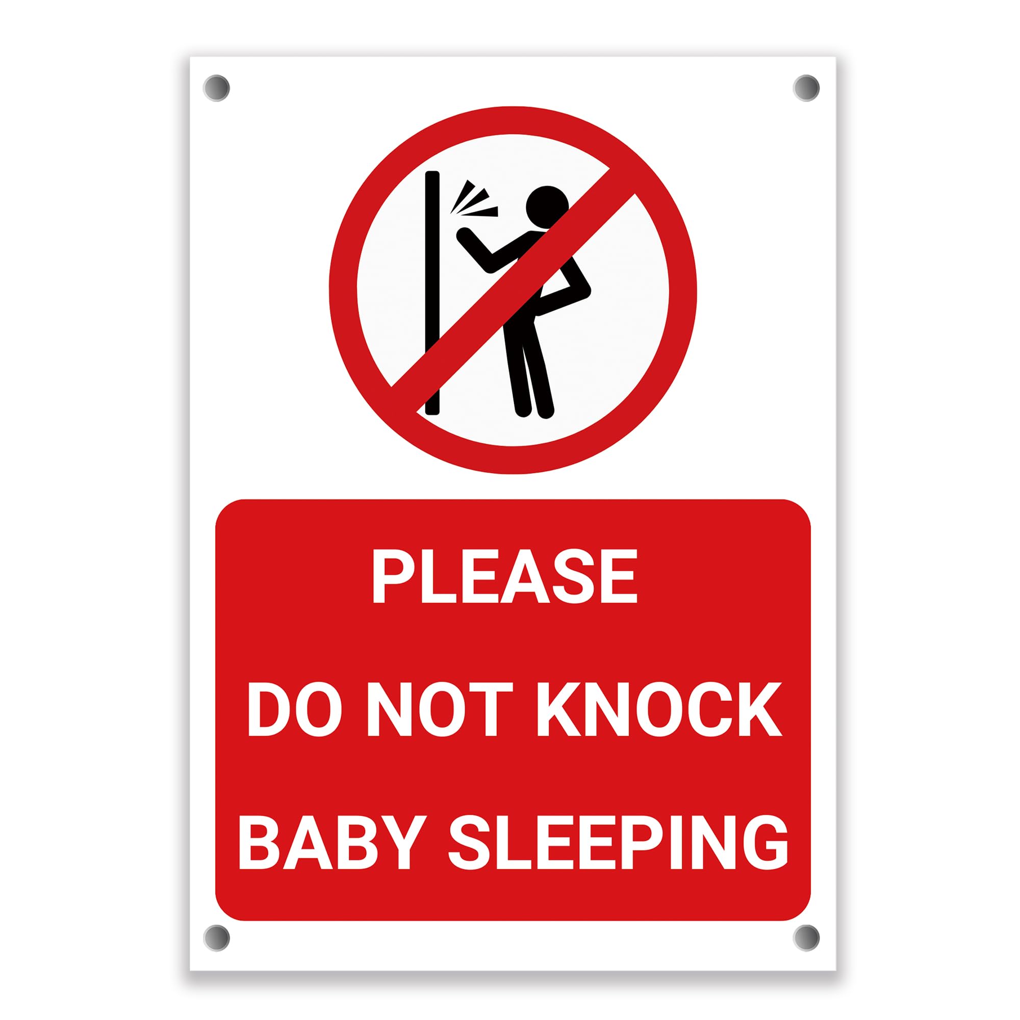 LP Lifestyle Baby Sleeping Do Not Knock Sign – Durable Weatherproof Waterproof Rust-Free PVC Door Sign Please Do Not Knock Quiet Notice for Home No.480 (A5 (148mm x 210mm) – Holes)