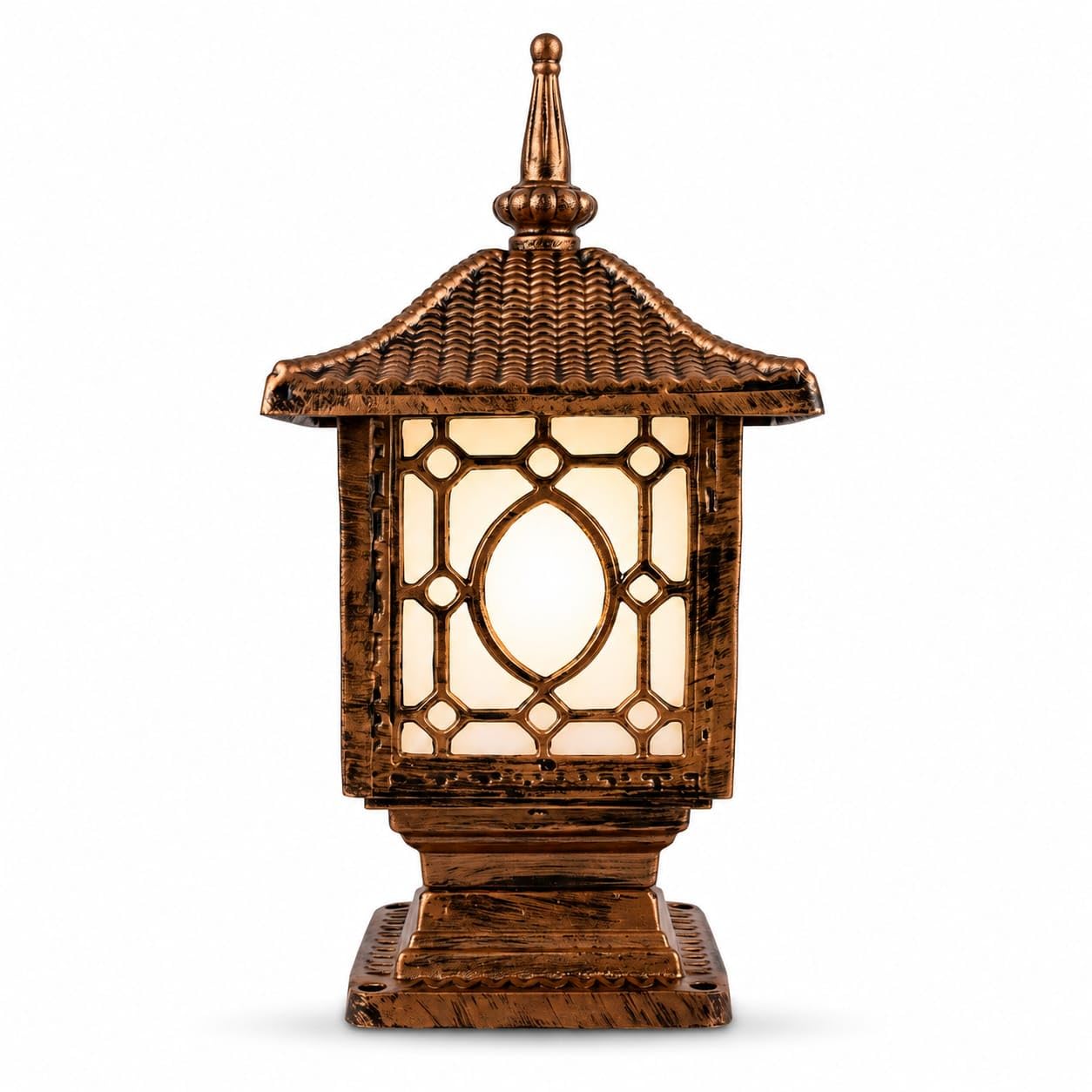 Outdoor Pillar Post Lantern Light, Antique Bronze Finish | Frosted Glass Shade, Weather Resistant Finish, Rust Resistant, Indoor & Outdoor Use, Corrosion-Resistant Body-image-14