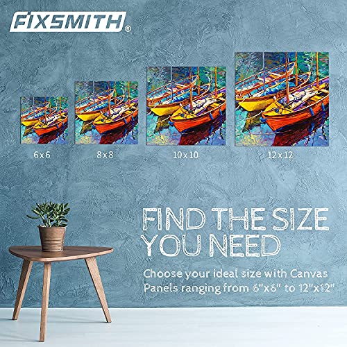 Image of FIXSMITH Painting Canvas Panel Boards -Art Canvas,24 Pack Small Square Canvases,Primed Canvas Panels,100% Cotton,Acid Free,Artist Canvas Board for Hobby Painters,Students & Kids (White, 6 inchx6 inch)