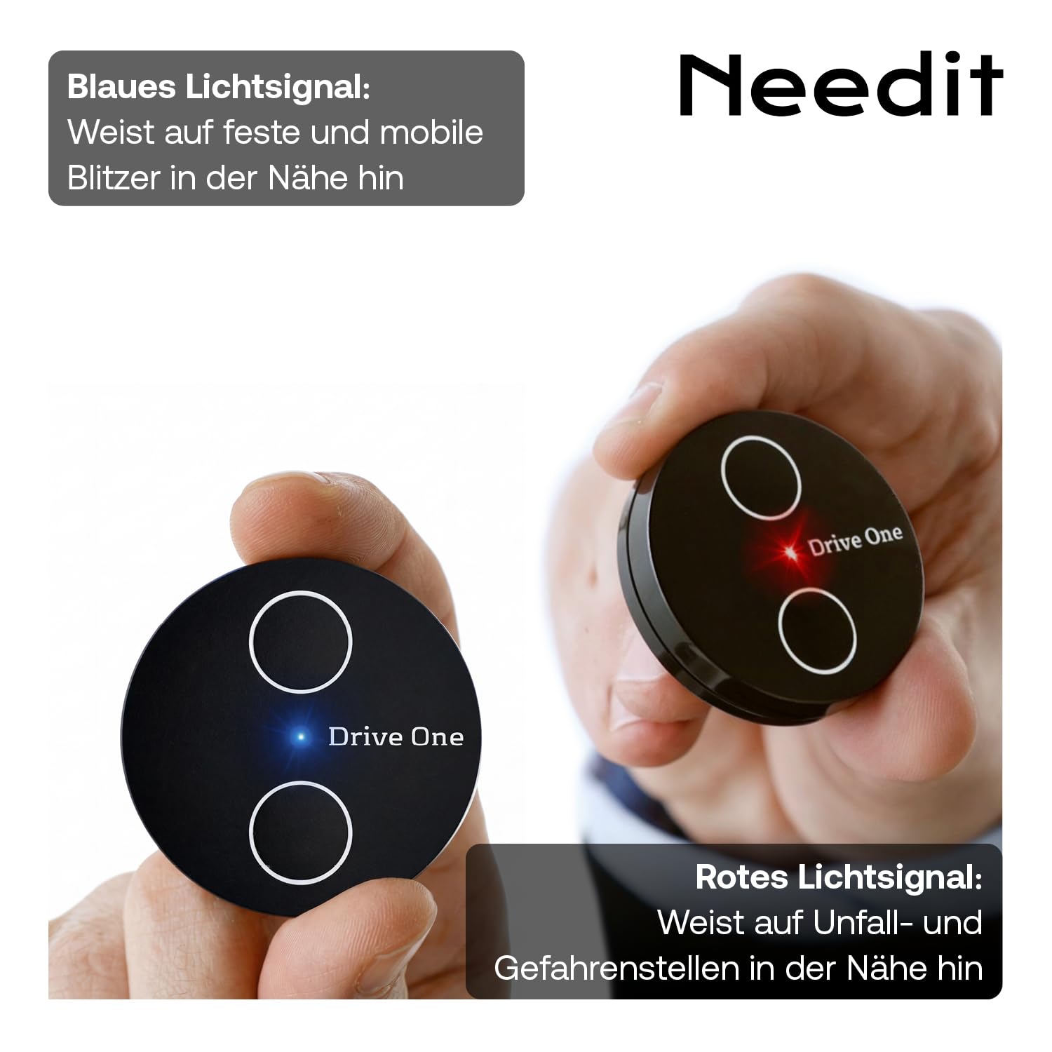 Needit Rilevatore di telecamere Drive One a 2 velocità [NUOVO modello 2026] Dichiaro sugli autovelox e sui pericoli del traffico stradale, rilevatore radar con schermo a LED, attivato automaticamente