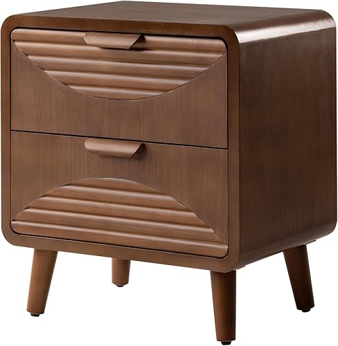 Miniatura 109 de COSIEST Mesita de noche, mesa auxiliar rústica con 3 cajones, mesita de noche de madera vintage con patas sólidas, mesa auxiliar moderna para Patrón