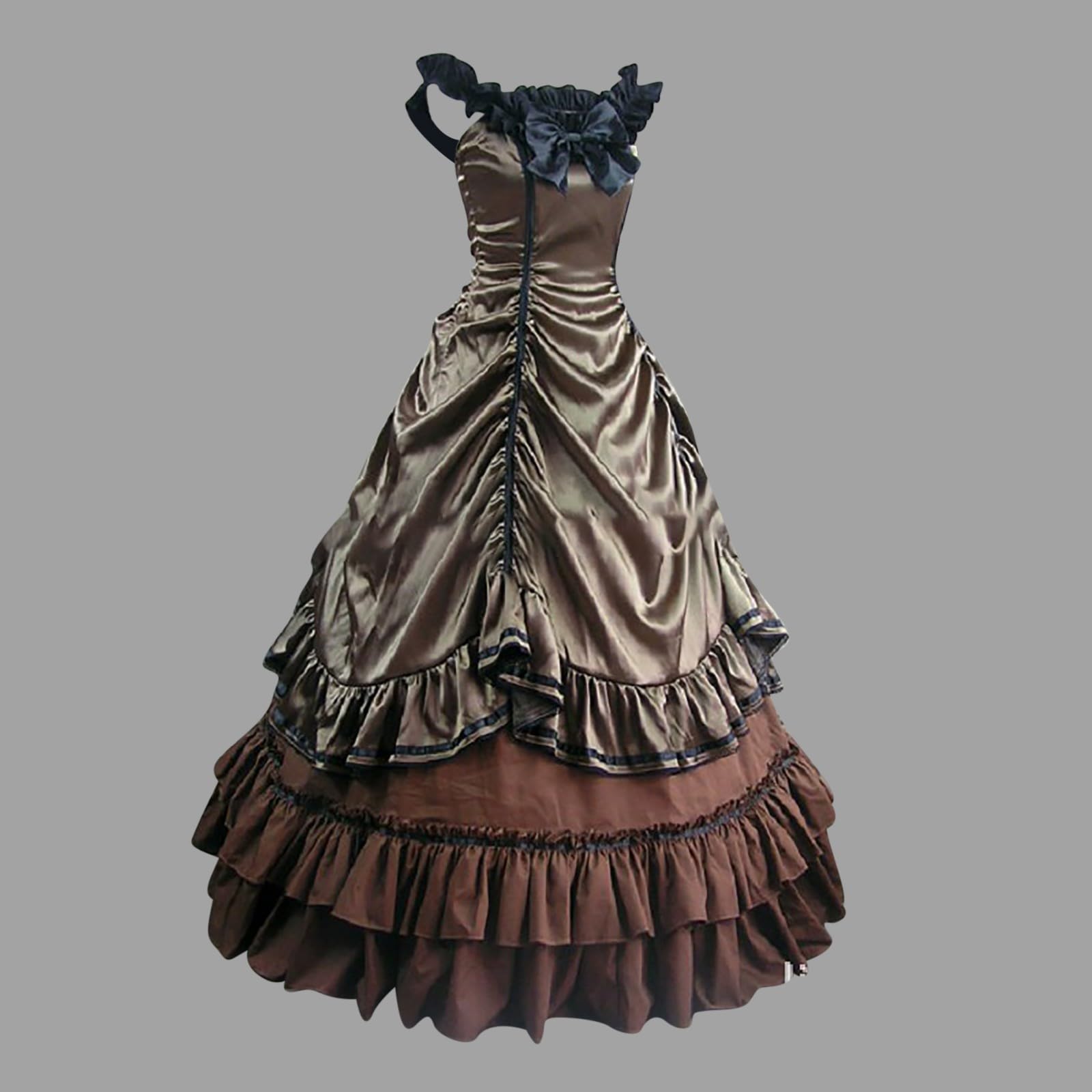 Abito da Sera Lungo Donna Elegante Tinta Unita in Pizzo Patchwork Backless Vestito con Tubo per Cerimonia Abito con Spalle Scoperte Festa Cosplay Costume Principessa Sera Costume da Dama dell'800
