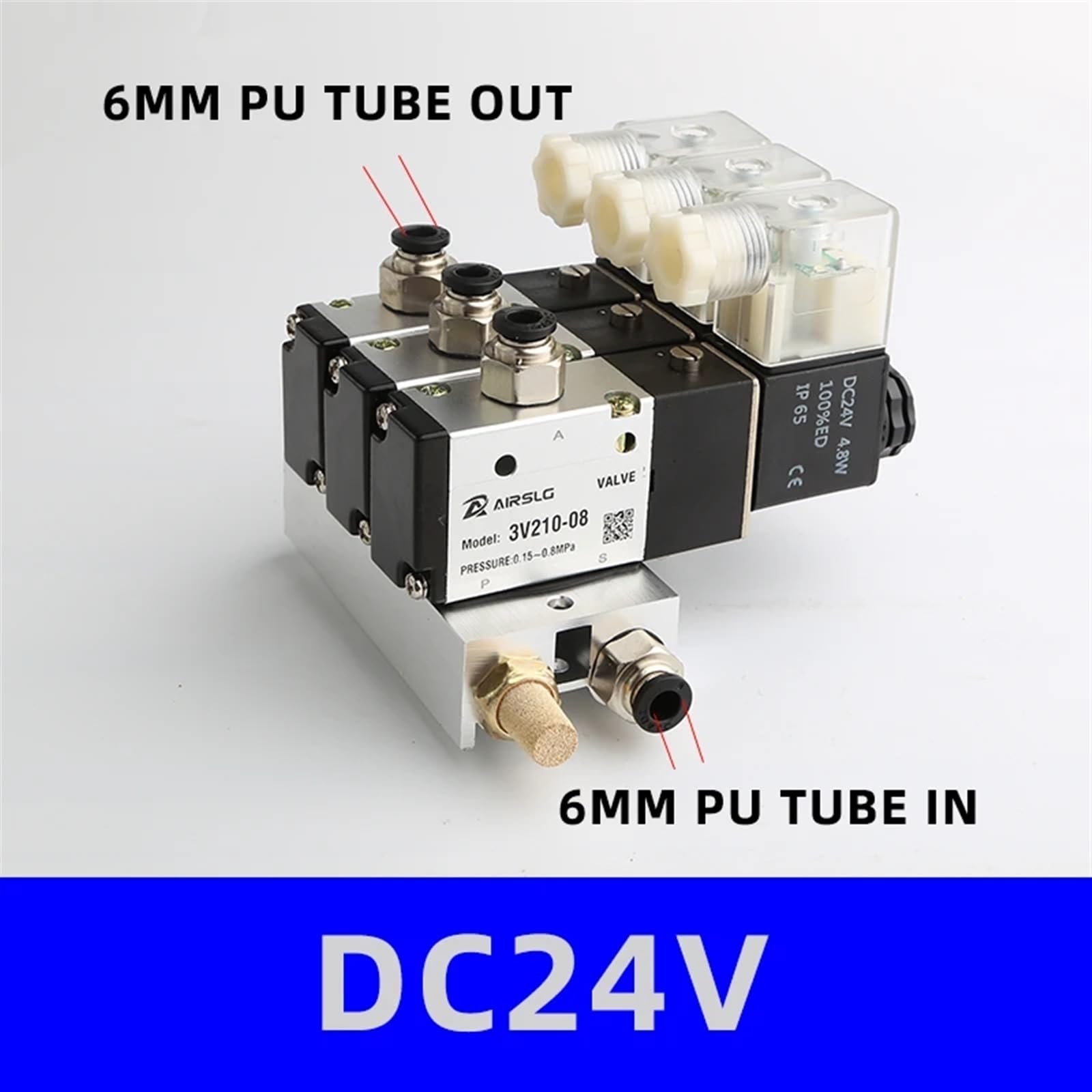 3V210-08-NC elektromagnetyczny normalnie zamknięty zawór elektromagnetyczny zawór blokowy zawór zbiegowy pneumatyczny elektromagnetyczny DC24v AC110v 220v 3 porty (Dc24v 8 wejść, 3 kombinacje
