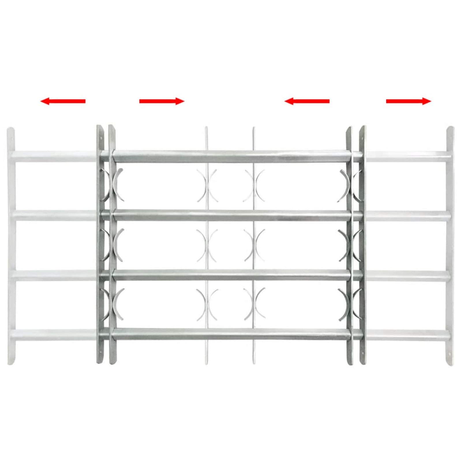 Reja de Seguridad para Ventana, Protección Robo, Acero Galvanizado, 600 mm de Altura, 700-1050 mm de Ancho, 4 Travesaños, Decorativa, Fácil Instalación, para Casa u Oficina
