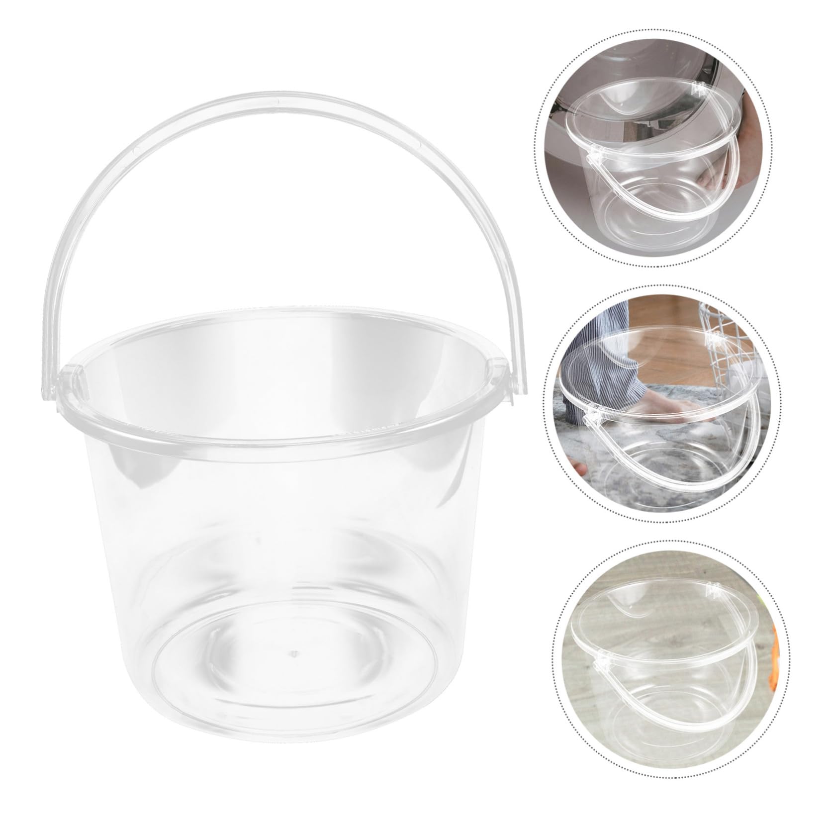 Transparenter Plastikeimer mit Griff, Tragbarer Wascheimer | Kunststoff Ausführung, Hochtransparent, ohne Deckel, für Waschen und Wischen