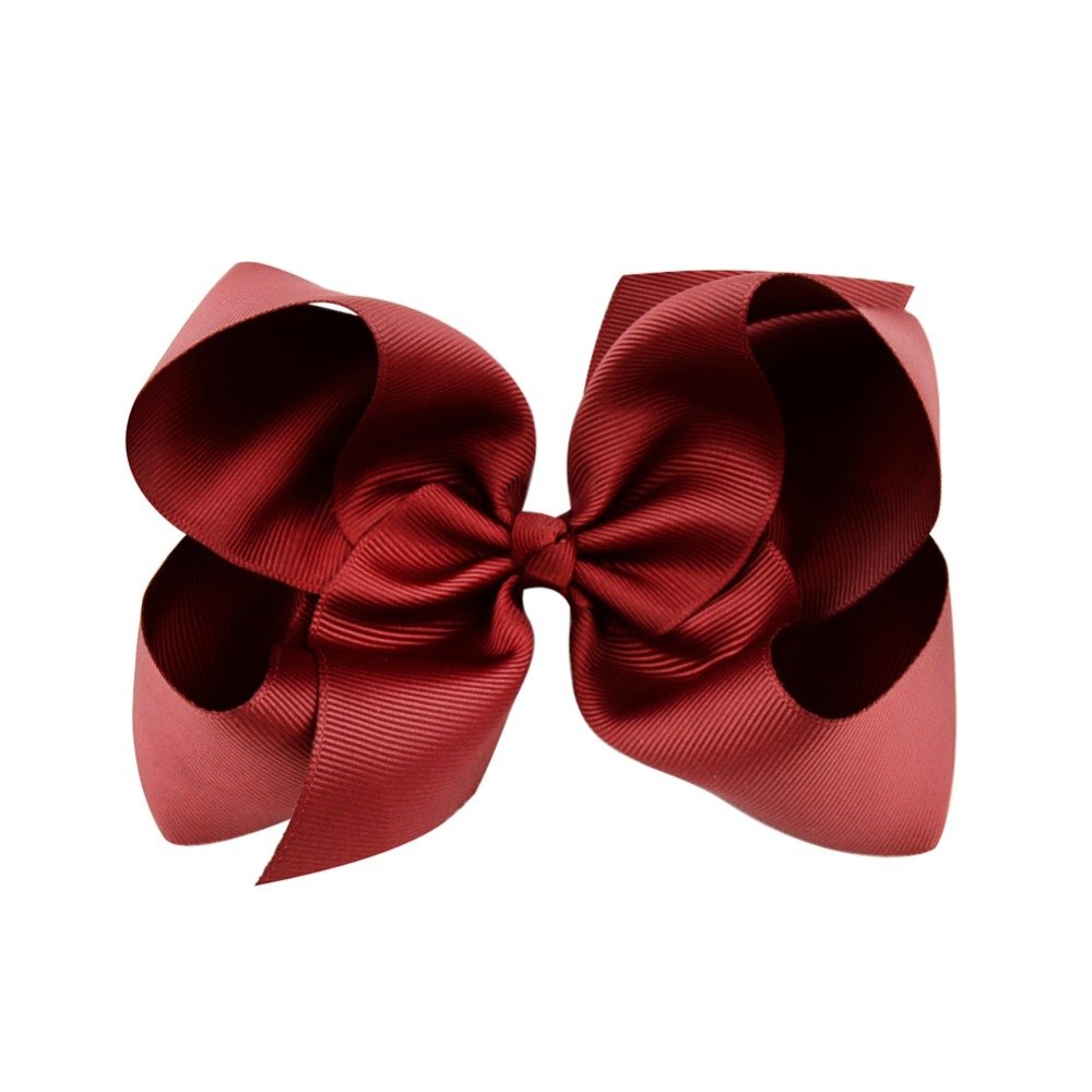 Aka Girls Burgundy 6" Big Bow Hairpins Hair Clips For Children Kids Hair Handmade Alligator Clips Accessories (Burgundy)