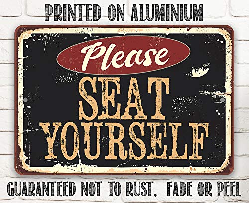 Please Seat Yourself Metal Sign - Classic Bathroom Signage, Toilet And Restroom Decorations, Wash Room Funny Decor And Gifts, 12X18 Use Indoors Or Outdoors Durable Rustic Vintage Metal Tin Sign #TOP5