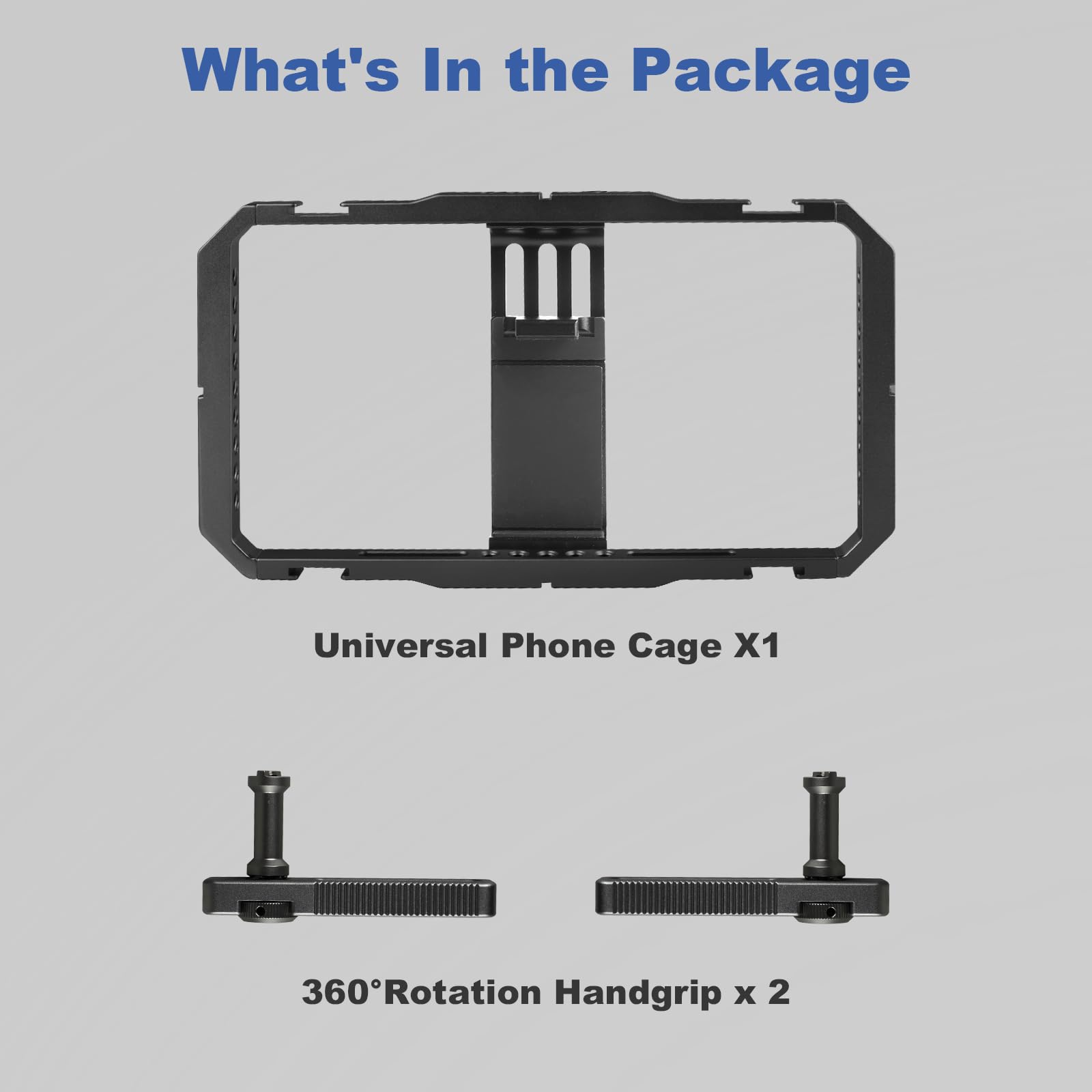 Kit di stabilizzatore manuale universale per cellulare per Vlogging, Smartphone Gabbia Video Rig con manopole di rotazione a 360°, compatibile con iPhone 17/16/15/14/13 serie e telefono cellulare