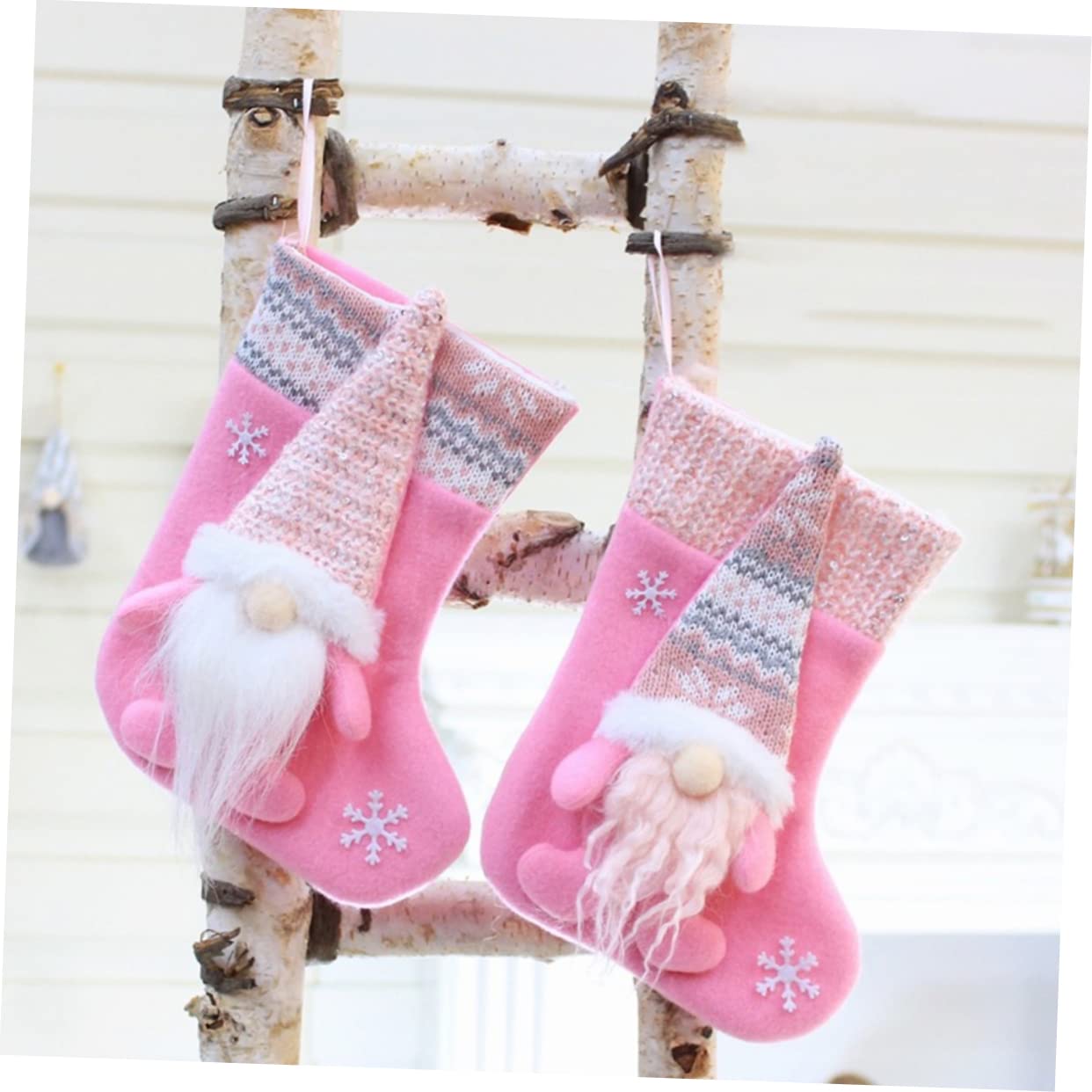 2piezas Decoración Navideña De Calcetines Muñecos Faceless Doll para Colgar Casa Accesorios De Navidad para Puertas y Ventanas
