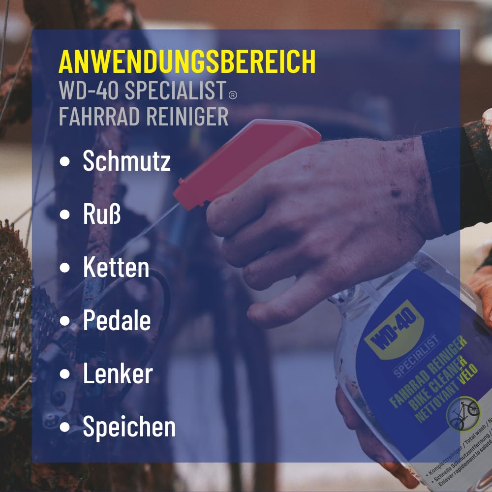 WD-40 Specialist Fahrrad Pflegeset - Komplettes Bike Pflegeset für Fahrräder mit Kettenspray, Kettenreiniger und Fahrradreiniger, eine nachhaltige Pflege und Schutz für alle Fahrradtypen, 3-teilig