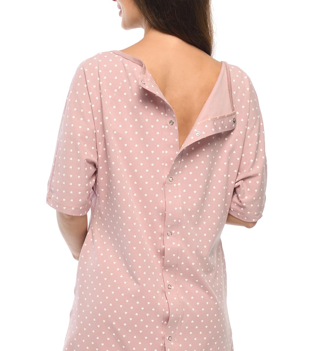 MijaCulture Vestido de maternidad 3 en 1, camisón de maternidad 4128 (S, rosa/con corazones)