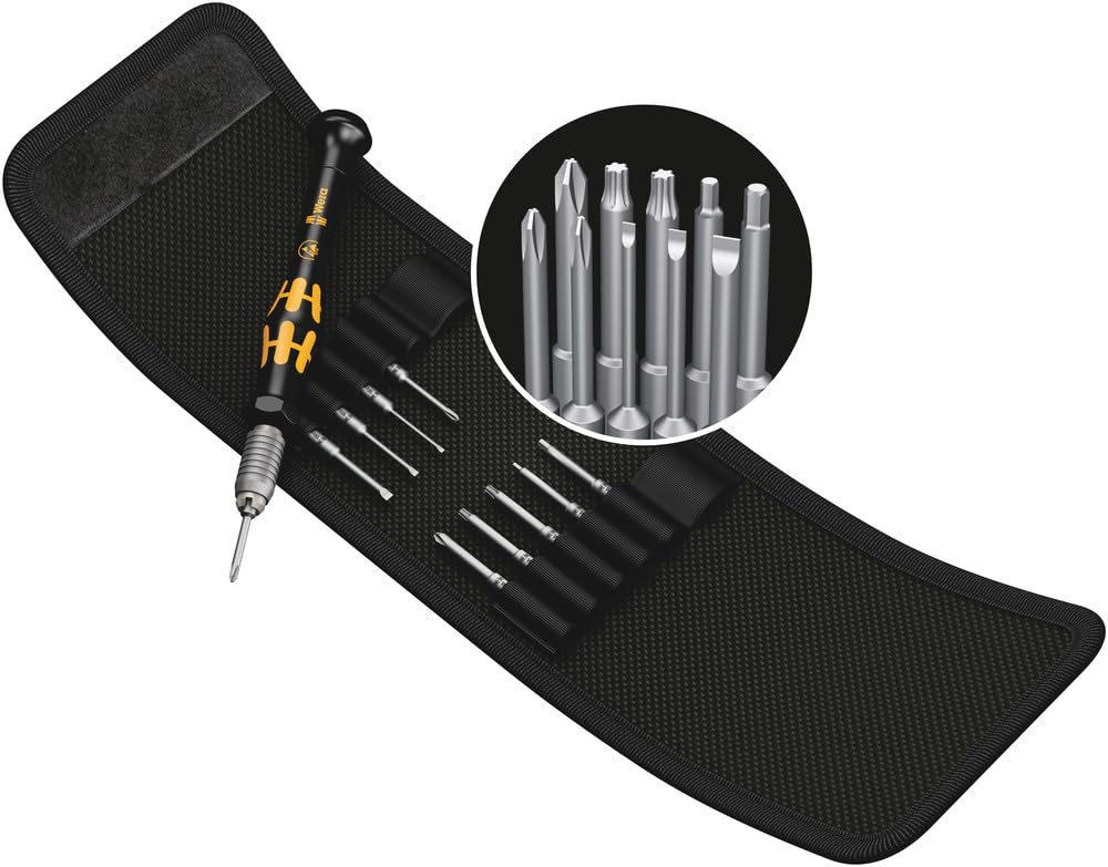 WeraKraftform Kompakt Micro 11 ESD 1 SB Interchangeable-Bit Screwdriver Set, for electronic components, PH/TX/SL/HEX, 11PC, 05073670001