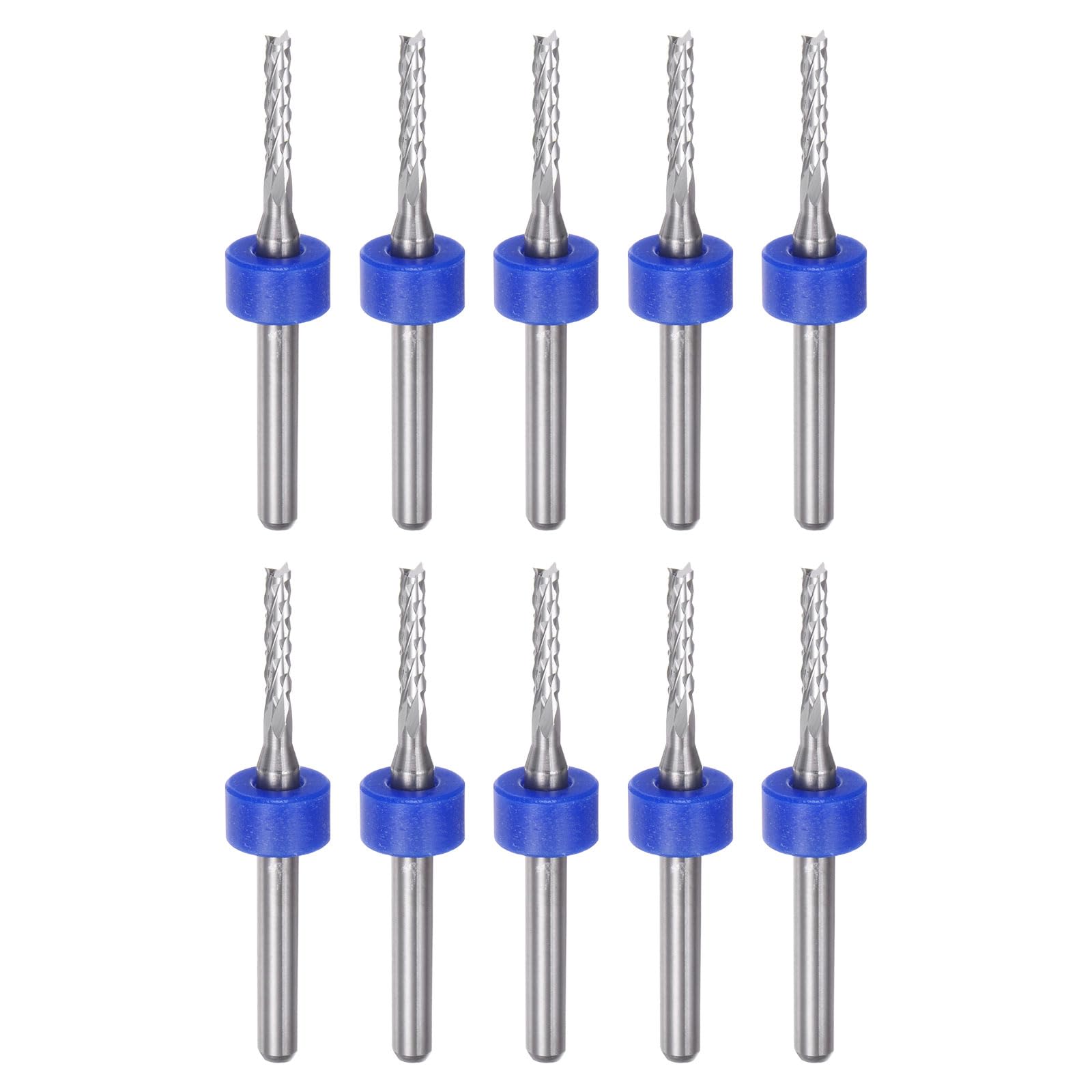 QUARKZMAN 10Pcs Embouts de Fraise 2mm en Carbure de Tungstène pour Fraiseuse CNC, Outils de Gravure pour Circuit Imprimé, Machine de Fraisage du Bois, Queue Droite de 1/8 Pouce