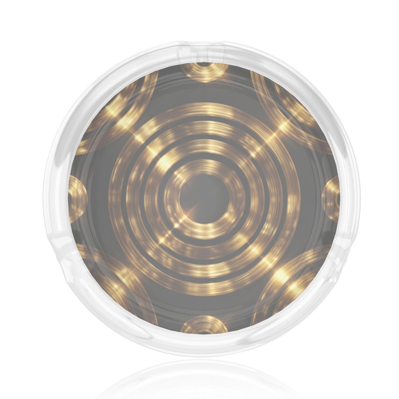 Luminous Metallic Gold Circular Motifs Geometric Glass Ashtray For Cigarettes Ash Trays Case For Home Office Decor