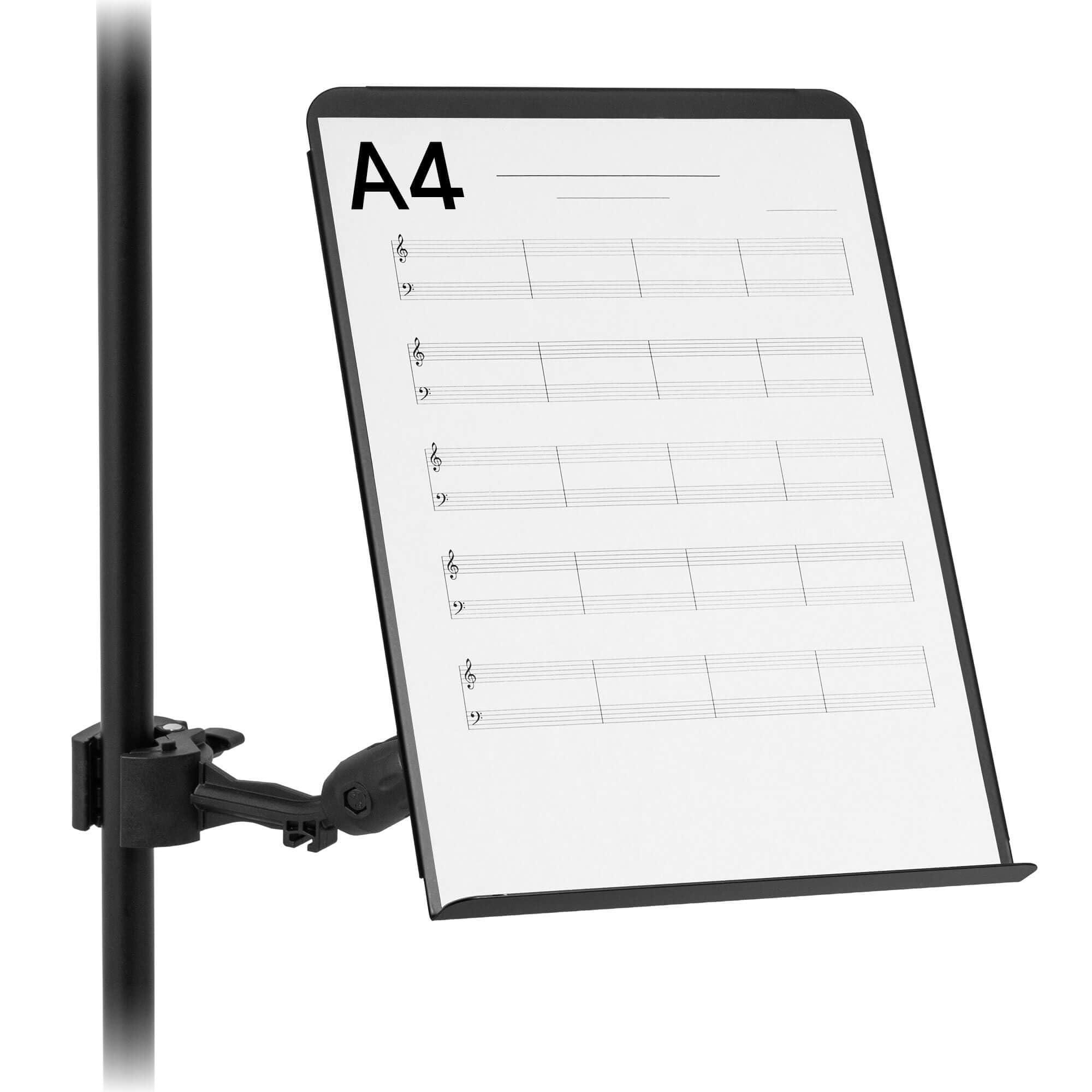 Tiger MSA34-BK - Libreria musicale con doppio braccio a giunto sferico a 360˚, piastra 31 x 22 cm, bordo 2,4 cm, portata massima 40 cm, morsetto universale con staffe rimovibili, bracci staccabili