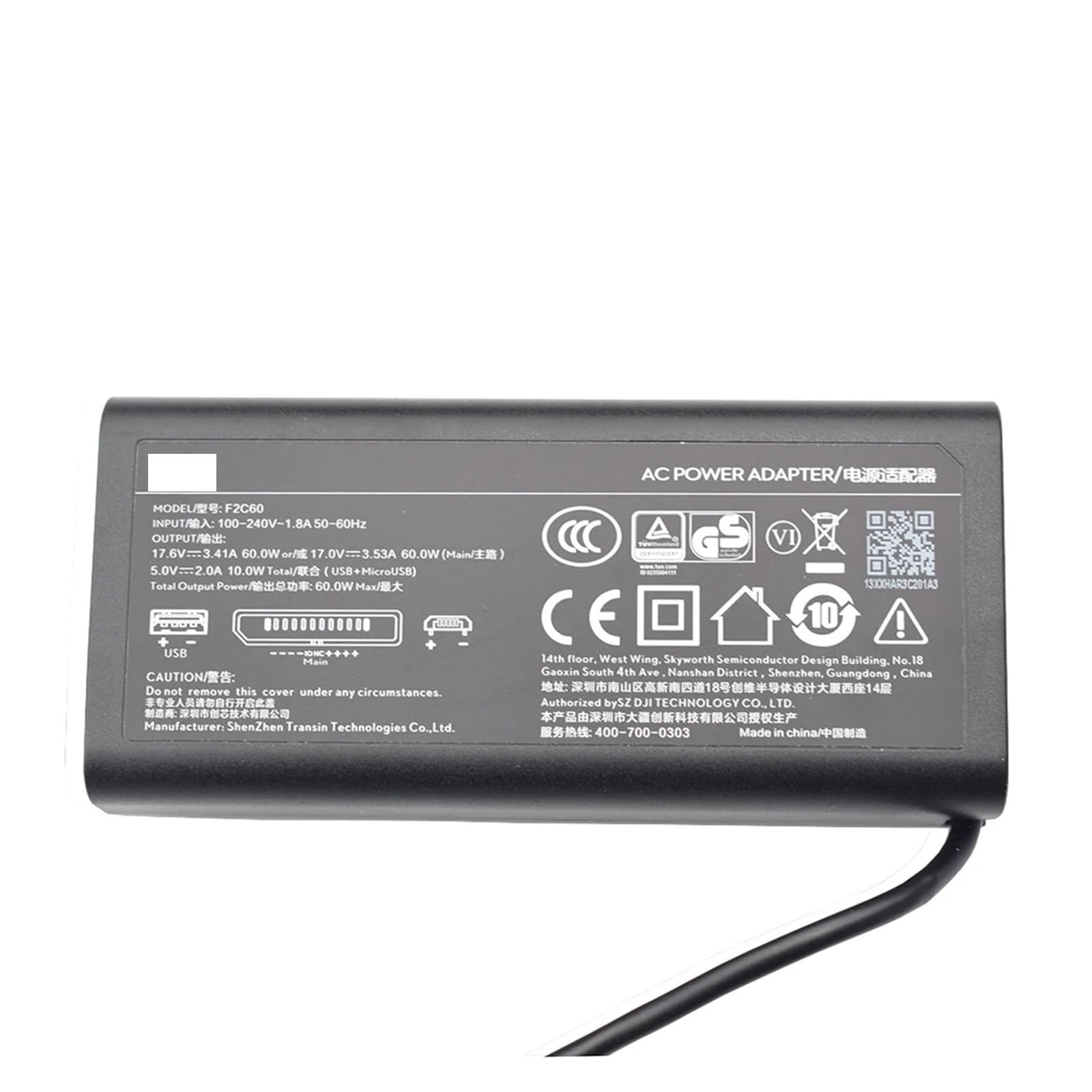 Chargeur de batterie avec câble d'alimentation secteur for Drone DJI Mavic 2 Pro/Zoom, puissance de sortie 60W, pièces de rechange, accessoires