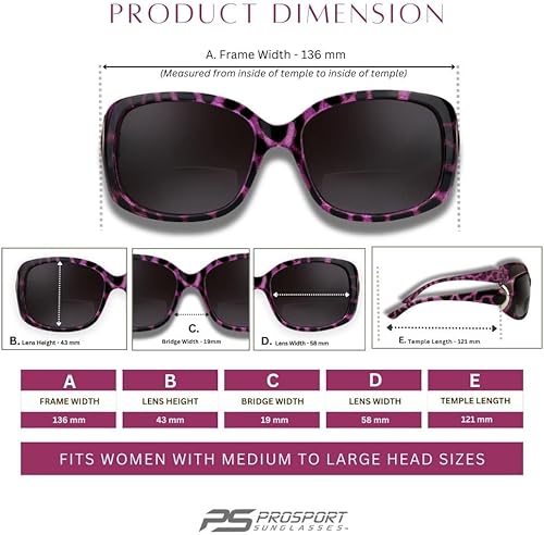 Miniatura 5 de proSPORT Gafas de sol de lectura BIFOCAL para mujer, lentes degradadas de gran tamaño, negro, tortuga, guepardo rosa, marrón o negro  Marcos
