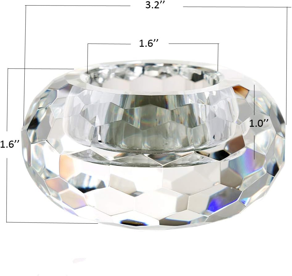 Crystal Tealight Holder Candlestick Home Decorations for Dinner Table Wedding 4" Diameter x 2" High - Image 3