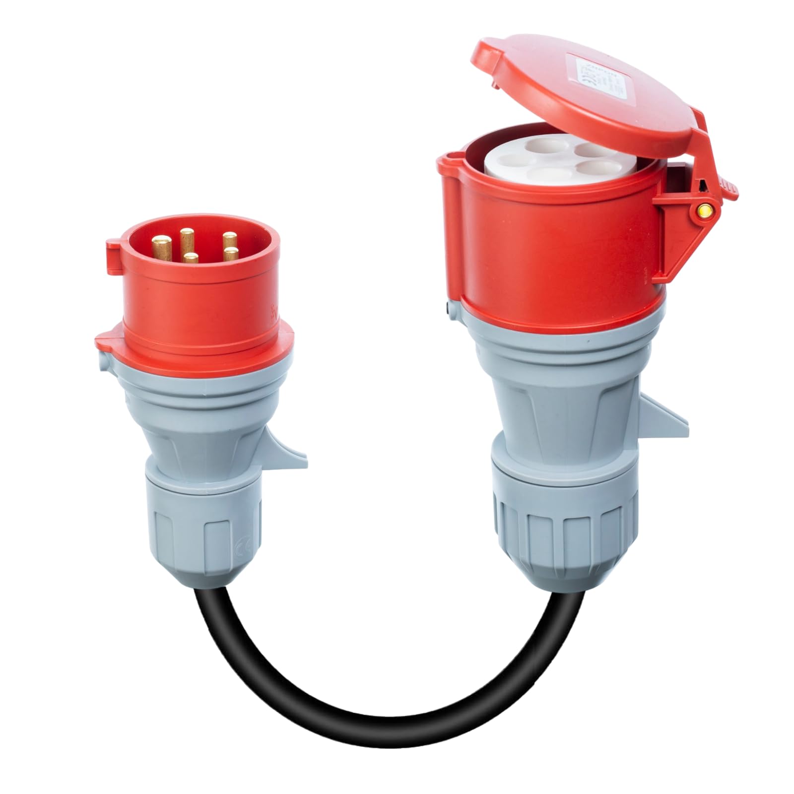 Adattatore per accoppiamento CEE 3 fasi da 16/32A a 32/16A, portatile, con copertura di protezione, impermeabile IP44, adatto per uso industriale e domestico (16-32)