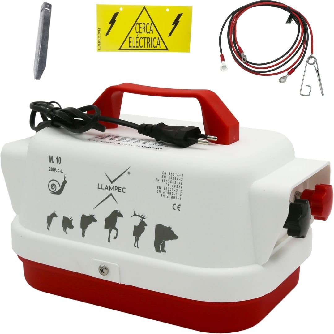 Llampec Pastor eléctrico Mod.10 con conexión a Red 230V – 60 MJ, 5.000V y 3 km de Alcance – Especial para cercas de Caracoles – Consumo reducido 2W y diseño Compacto 18×18×28 cm – Fabricado en España