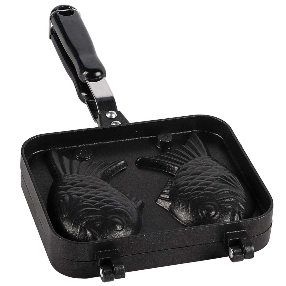 Yctze Taiyaki-Pfanne Elektrisch 38x19x4 cm Antihaftbeschichtetes Backgeschirr Fischform Edelstahl
