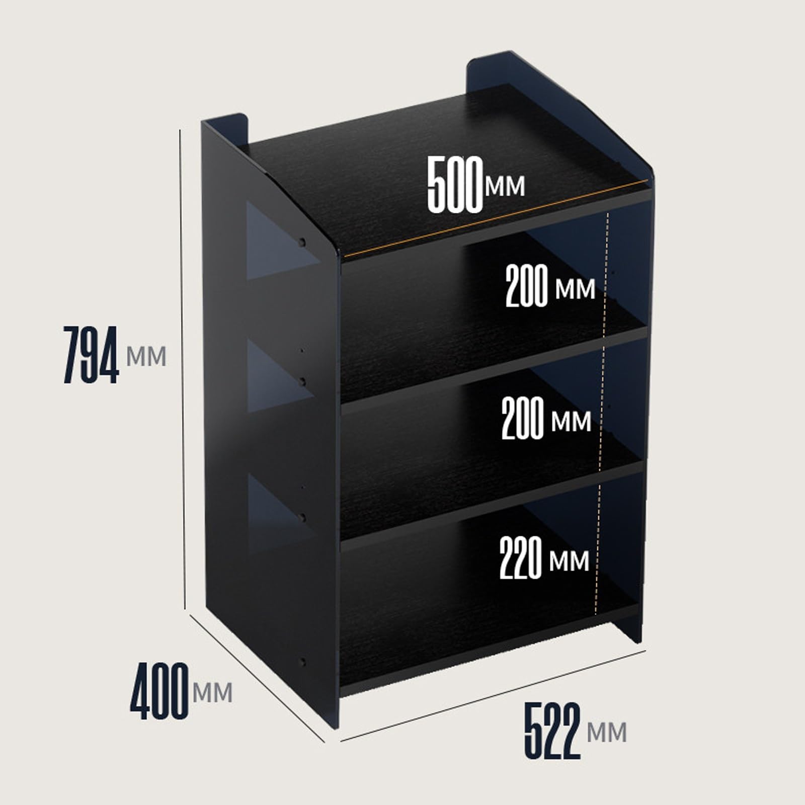 Moderner Audio-Rack für HiFi-Anlagen und AV-Medien, AV-Aufbewahrungsschrank mit verstellbaren Einlegeböden, geeignet für Wohnzimmer und Aufnahmestudio(B,4 Layer)