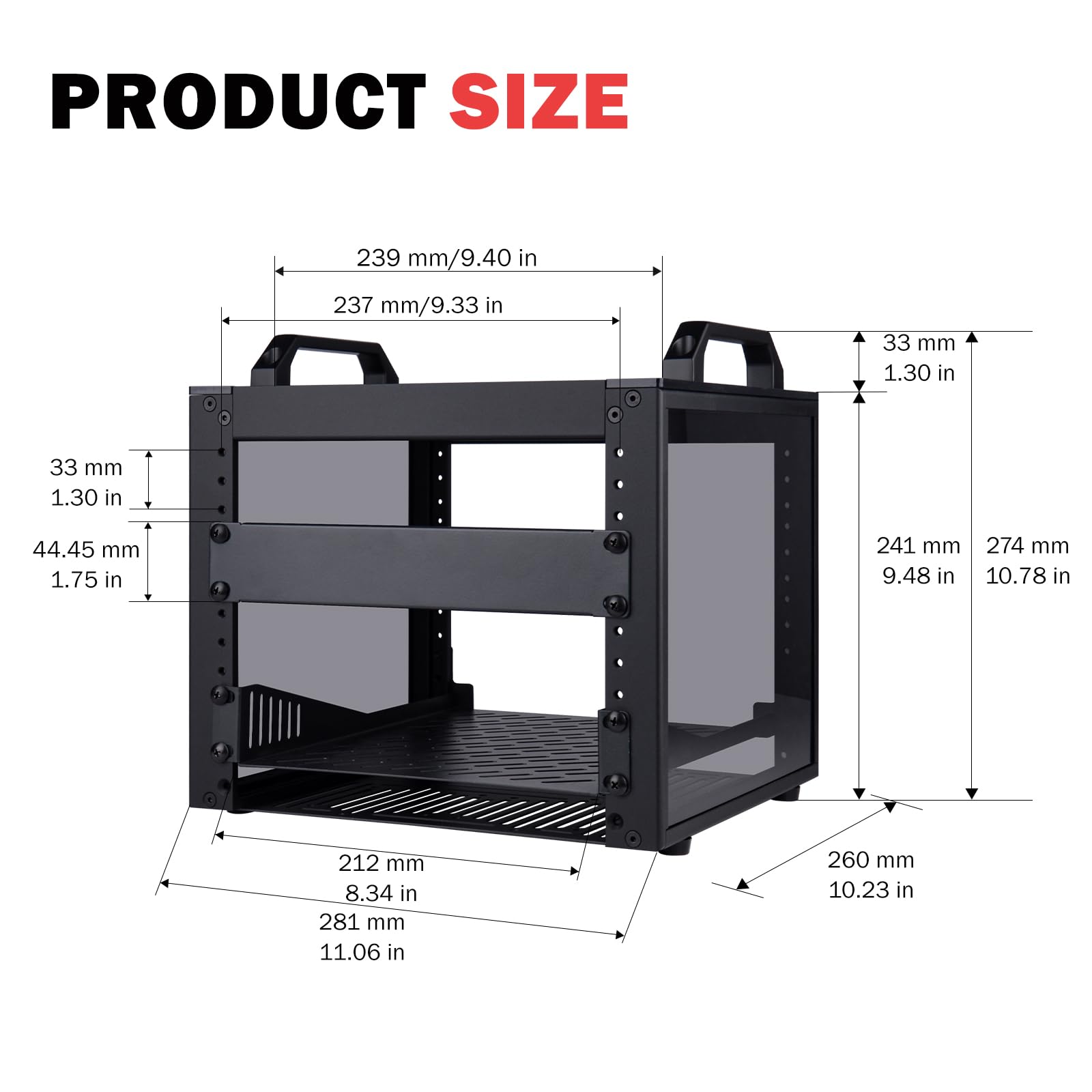 GeeekPi Rack de serveur 4U, rack réseau de 25,4 cm pour serveurs, réseau, équipement A/V, DeskPi RackMate T0 Plus Rack Mount, 260 mm de profondeur (noir, 26 cm de profondeur)
