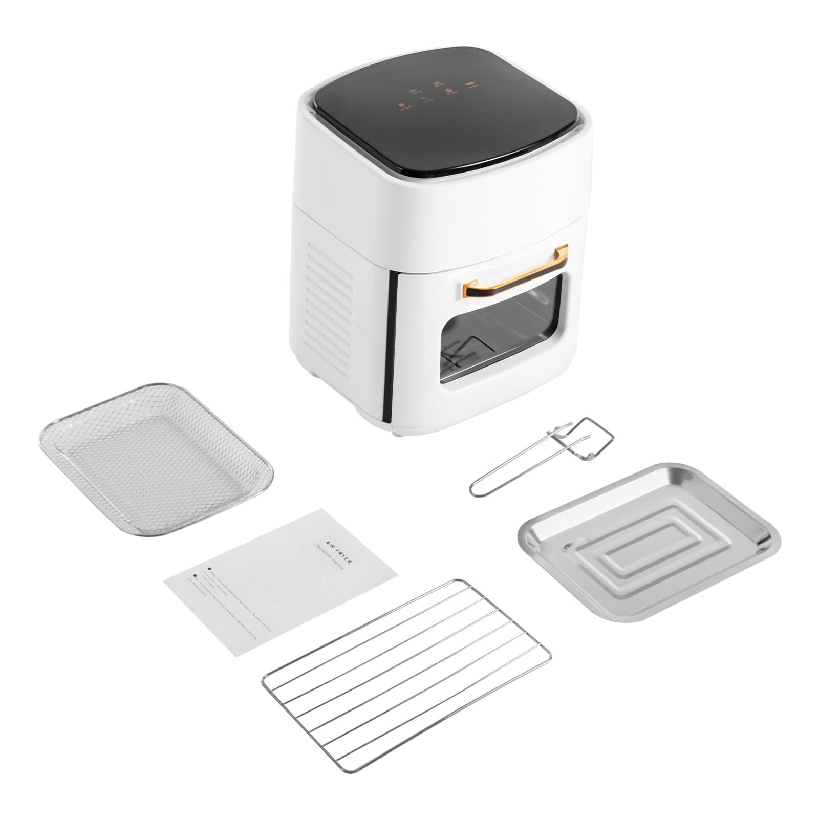Freidora de aire caliente, 1400 W, 15 L, freidora de aire con pantalla táctil LED digital, freidora de aire caliente, sin grasa, airfryer para asar/asar/secar, 80-200 °C (blanco)