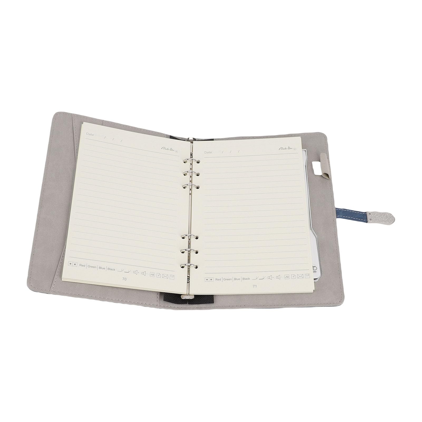 LiebeWH Notebook con Ricarica Wireless con Batteria da 8000 MAh, Blocco Note in Carta a Righe Universitari con Luce LED e Memoria da 16 GB, Raccoglitore a Spirale da 80 Fogli per Viaggi in Ufficio
