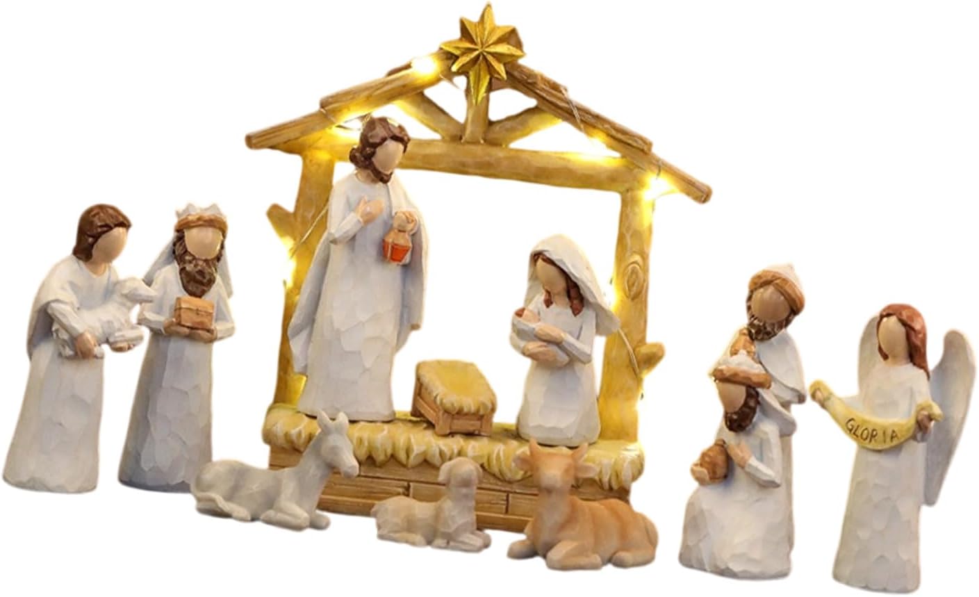 Christmas Nativity Figurine,Resins Stable Nativity Scene Holy Family Collectable Decors,Christmas Table