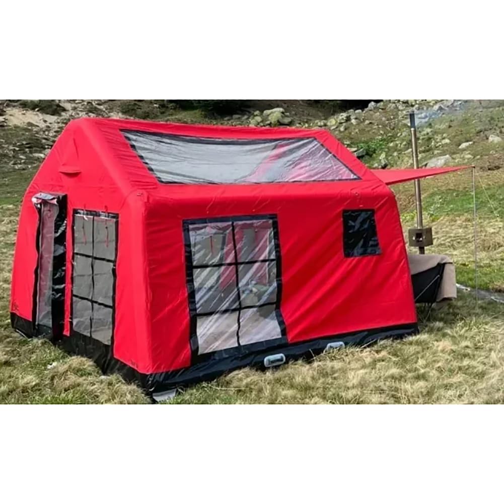 Large Inflatable Camping Tent with Pump - 4 Season Waterproof & Windproof Luxury Cabin Tent for Winter Camping - Easy Setup & Mesh Windows