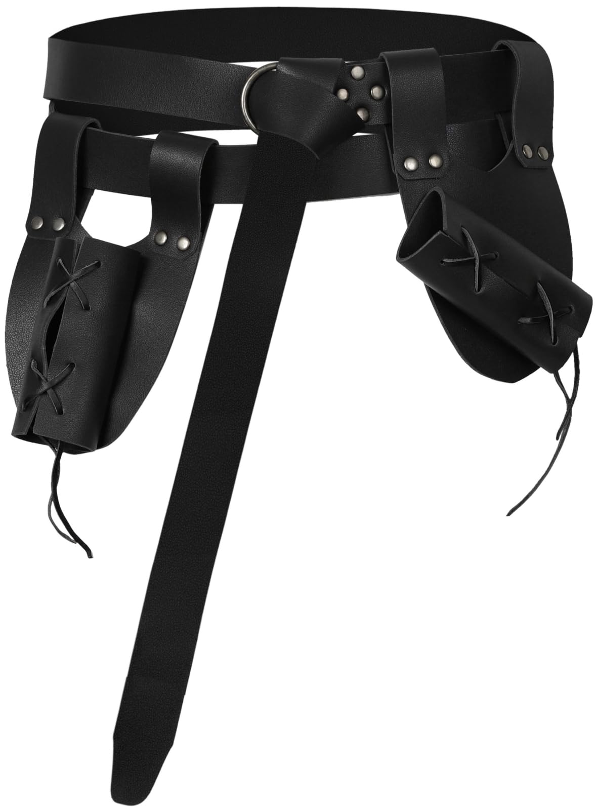 XWXLDD 3 Pcs Medieval Nordic Vikings Celtic Knight O-Belt Sword Dagger Leather Belt Medieval Scabbard Renaissance Pirate