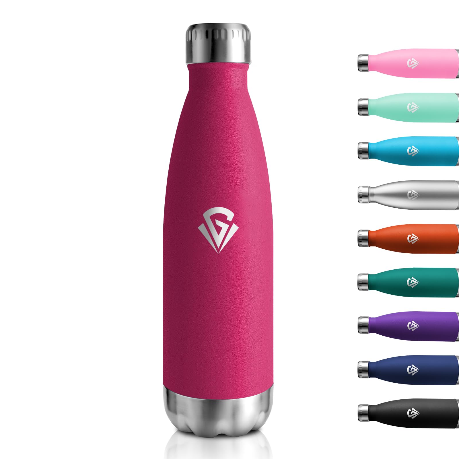 KollyKolla Thermos Flask, 500 ml, Water Bottle, Double-Walled, BPA-Free, Stainless Steel, Suitable for Carbonated Drinks, Insulated Flask, Leak-Proof for School, Fitness, Running, Fizz, Gym, Travel