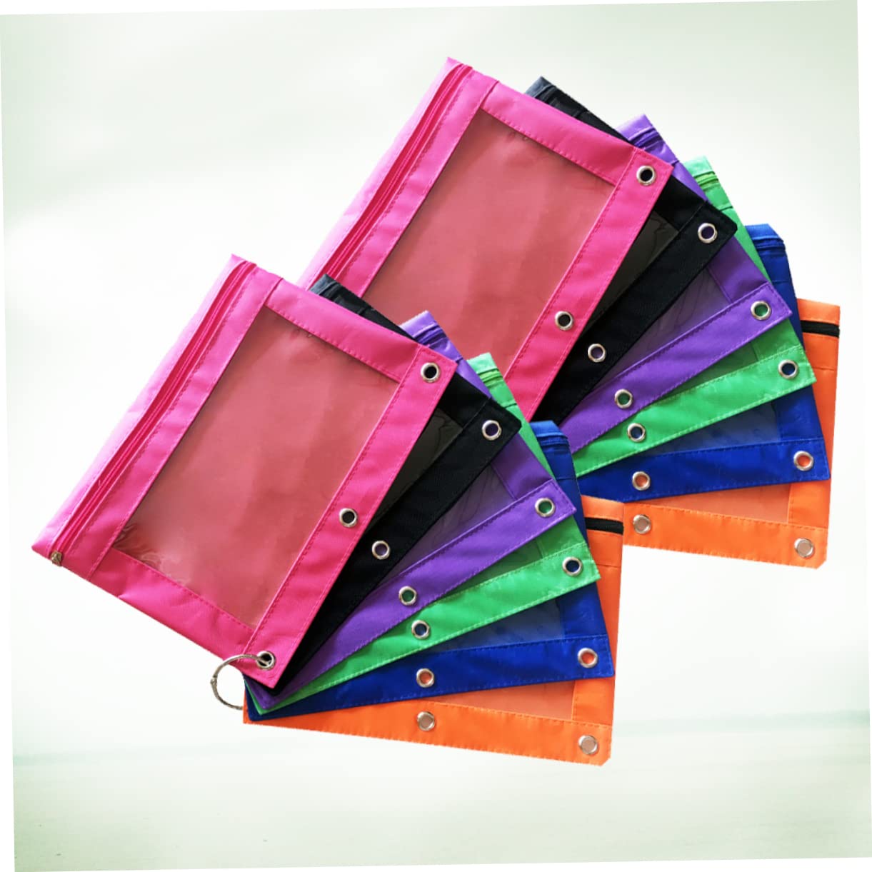 Tofficu 12piezas Bolsa Papelería Oficina Unidades Oxford Transparente Estuche Lápices Orificios De Aire Duradera Ligera para Graduación Cumpleaños Regreso Clases y Navidad
