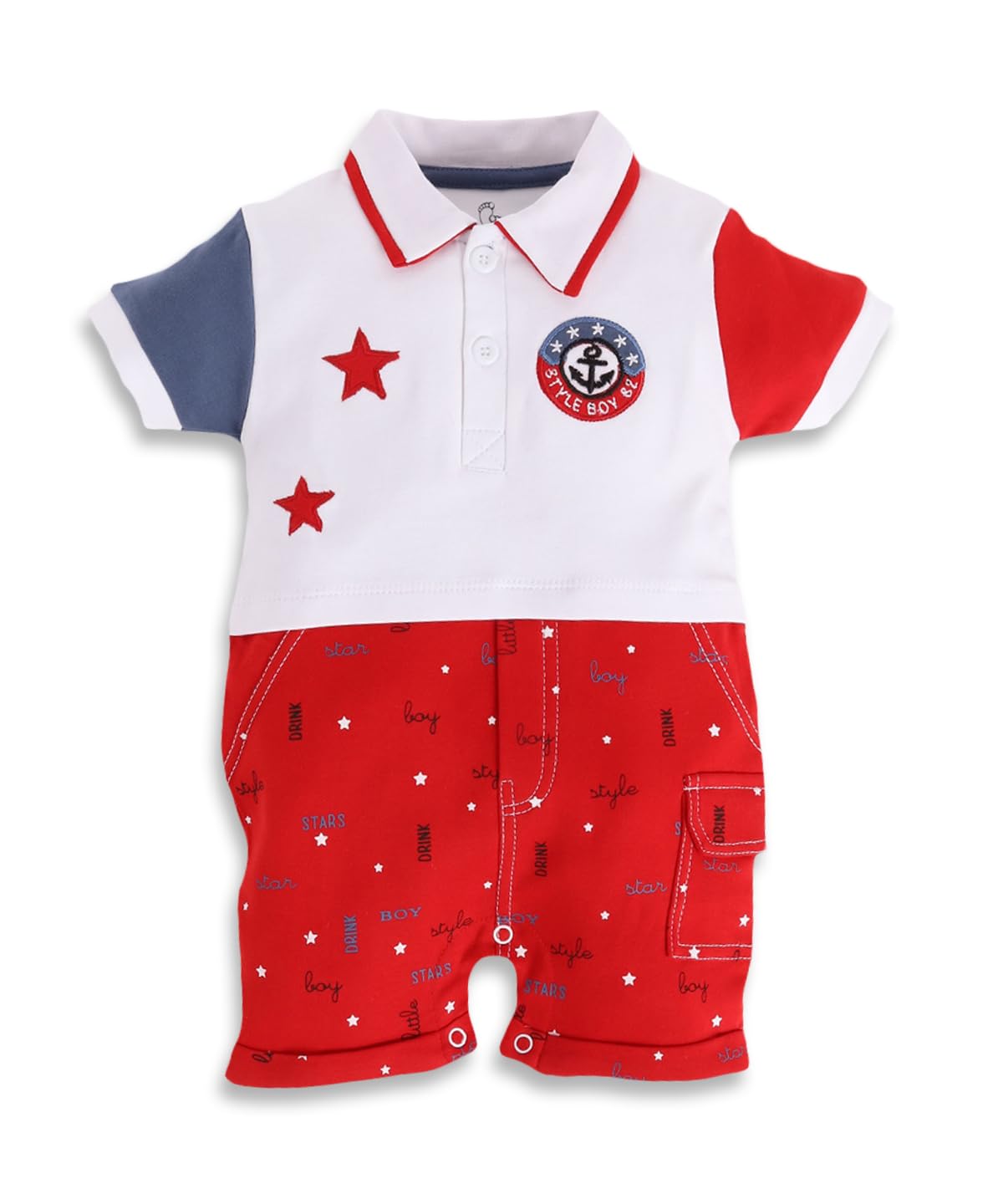 BABY GOBabyGo 100% Cotton Romper/Summer clothes/Creeper/new born/infent wear/for baby Boys (3-6 Months, RED)