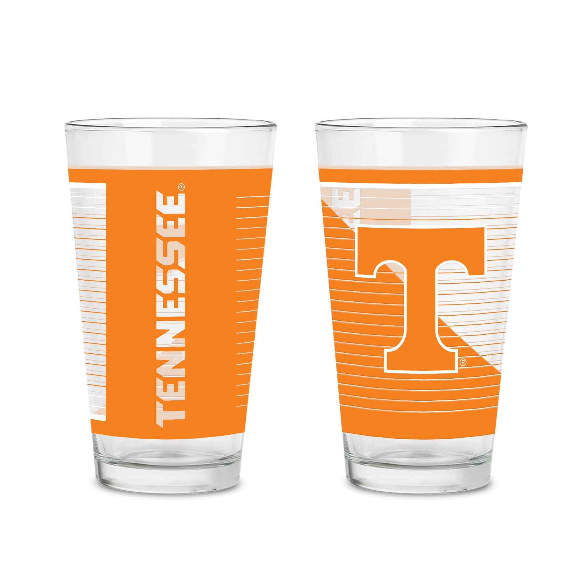 Rico Industries NCAA Tennessee Volunteers 453.6 g Pint-Gläser mit digital gedrucktem Logo, praktisches 2er Set klassische Trinkgläser für Fans, spülmaschinenfest