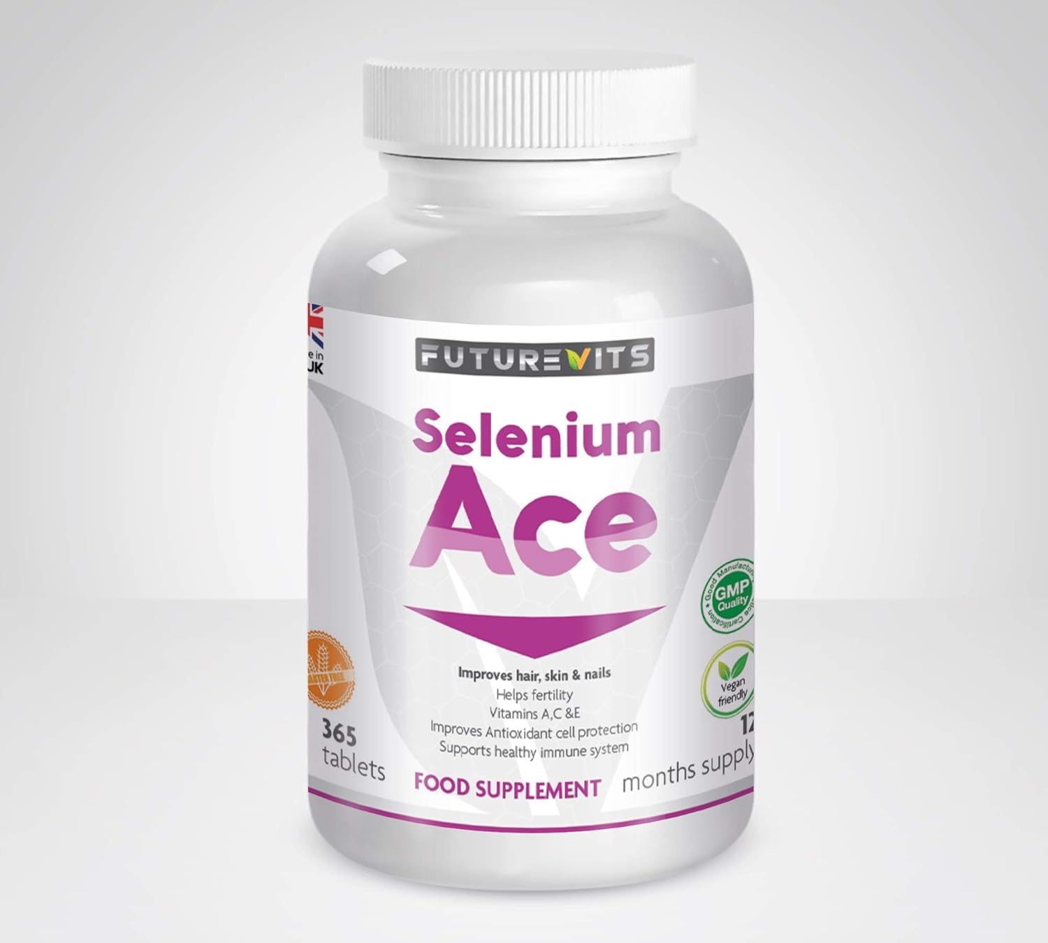 Selenium 220mcg High Strength 365 Tablets (1 Year's Supply) Aids Immune System, Thyroid, Hair